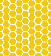 Seamless pattern with hand drawn rough honeycombs
