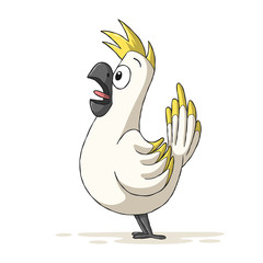 Funny cartoon cockatoo. Hand drawn vector illustration with separate layers.