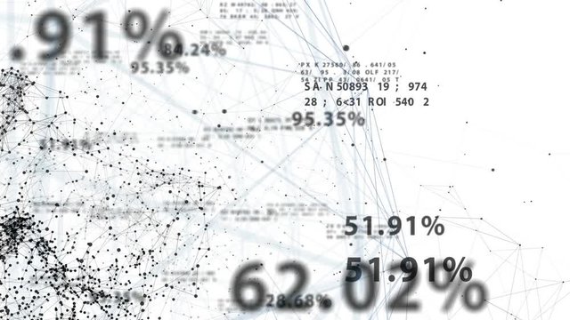Growing Network in Cyberspace with Abstract Numbers on White Background Seamless. Looped 3d Animation of Digital Connections. Business and Technology Concept. 4k Ultra HD 3840x2160.