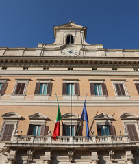 Facade of Palace of Italian Parliament called MonteCitorio