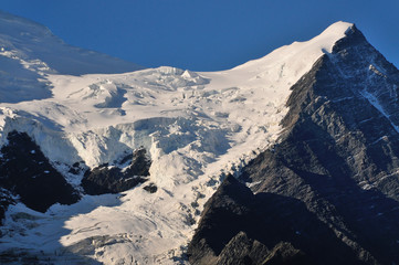 Fototapeta na wymiar Mont Blanc glacier from Aiguille du Midi, France
