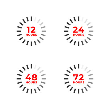 Set color icons of 12, 24, 48, 72 hours