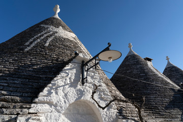 Trulli of Alberobello. View of Trulli houses .The traditional Trulli houses in Alberobello city,...