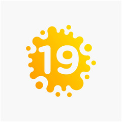 Number 19 with molecule Logo design. Lab Logo Design Element , Design Vector with Dots. - VECTOR