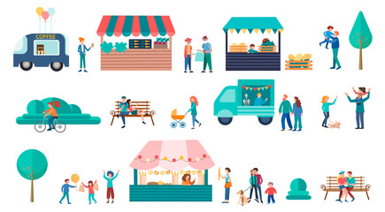 Food Street Fair concept vector illustration