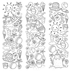 Fototapeta premium Vector pattern. Summer vacations. Beach, ocean, island, sun