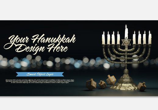 Hanukkah Scene Text Mockup with Menorah