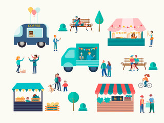 Fototapeta premium Summer fest, food street fair, family festival poster and banner.