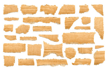 Collection of a cardboard pieces on white background