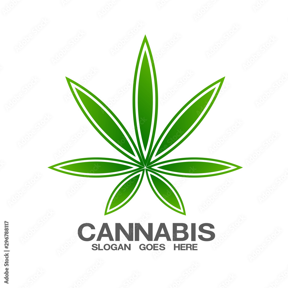 Wall mural Marijuana and cannabis leaf green nature logo and symbol template Vector