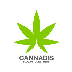 Marijuana and cannabis leaf green nature logo and symbol template Vector