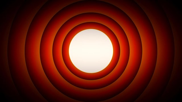 Cartoon Intro With Concentric Red Circular Curtains/ 4k animation of a funny looney tunes background intro with velvet design circles zooming in with overshoot bounce back effect