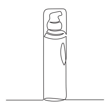 recommend clip art: Continuous one line art drawing of cosmetic bottle with dispenser