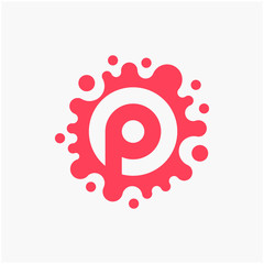 Letter P with molecule Logo design. Lab Logo Design Element , Design Vector with Dots. - VECTOR