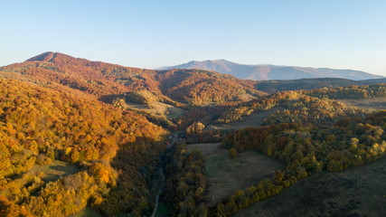 Mountain autumn landscape. Shooting from the drone.