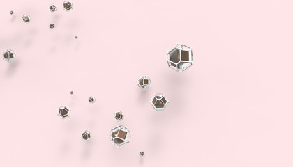 Technology background  Hexagon shape  Ideas Concept Inspiration Art on Pink pastel  - 3d rendering