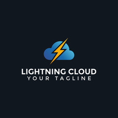 Cloud and Lightning Thunder Electric Power Logo Design Template