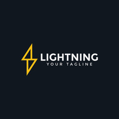 Lightning Bolt Thunder Electric Power Energy Logo Design Template