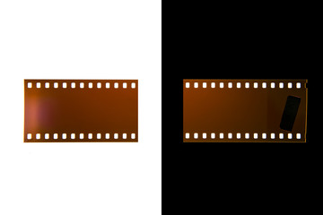 (35 mm.) film frame With vintage space on white half black background.