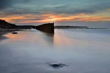 beautiful sunset on the coast in the north of France