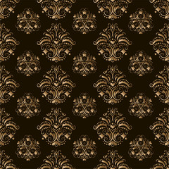Wallpaper seamless golden pattern on dark background