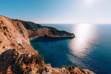 Fototapeta na wymiar Greece, Zakynthos,Panoramic view,Perfect sand beach and turquoise water