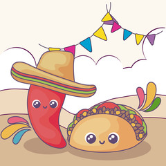 taco and pepper with kawaii hat