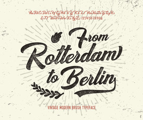 Vintage Brush Font. Retro Typeface. Vector Illustration.