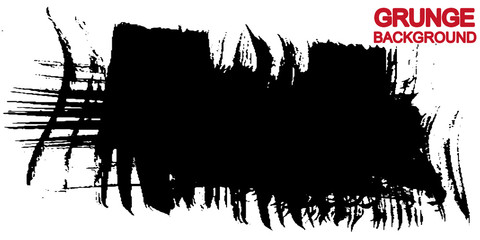 Grunge background black isolated on white. Ink stain. Template for inserting text. Abstract paint trail