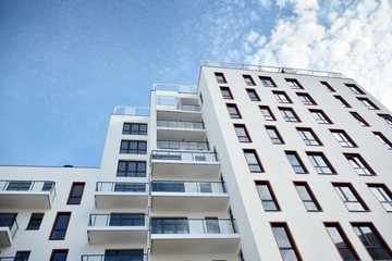 Modern European residential apartment buildings quarter. Abstract architecture, fragment of modern urban geometry.