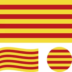 Fotobehang Flag of Catalonia. Correct proportions, wave, round. Abstract concept, icon set. Vector illustration. © OnD