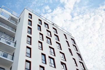 Modern European residential apartment buildings quarter. Abstract architecture, fragment of modern urban geometry.