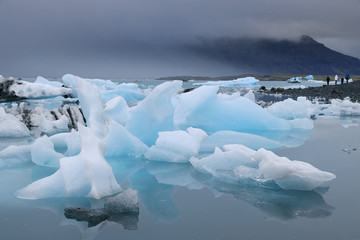 Stormy clouds over Jokullsarlon Lagoon, Iceland, Europe