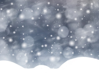 winter christmas background with snow and fir branches frame