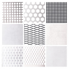 Metal grid texures set isolated on white background
