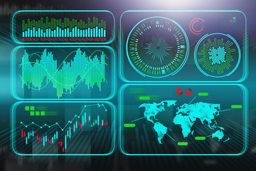 Green futuristic HUD interface, data visualisation