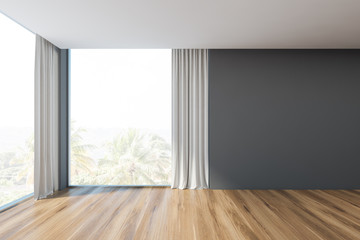 Empty gray living room interior with window