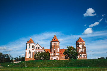 Mirskiy castle. Medieval Mirskiy castle in Mir. Grodno region. Historic castle in Belarus.