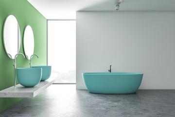 Obraz na płótnie Canvas White and green bathroom interior