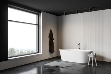 Fototapeta na wymiar White and gray bathroom corner with tub