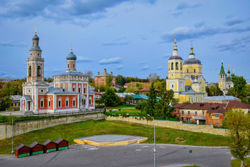 Fototapeta na wymiar Three churches complex in Serpukhov old town