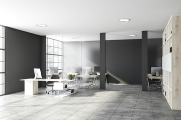 Stylish gray open space office interior
