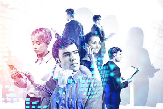 Business people in city, teamwork concept