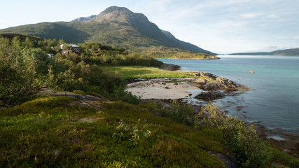 Fototapeta na wymiar View of the coast and mountains in Norway