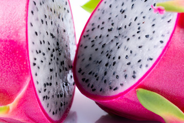 Ripe dragon fruit on white background