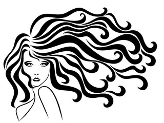 Adorable woman with luxury windy hair