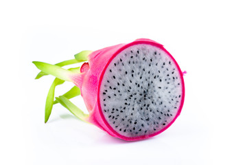 Ripe dragon fruit on white background