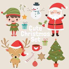 cute christmas elements vecter set