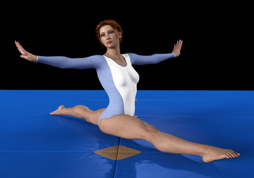 3d rendering of young woman doing gymnastic