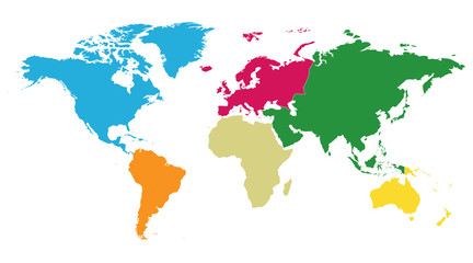 Fototapeta na wymiar World map continents with boundaries vector illustration